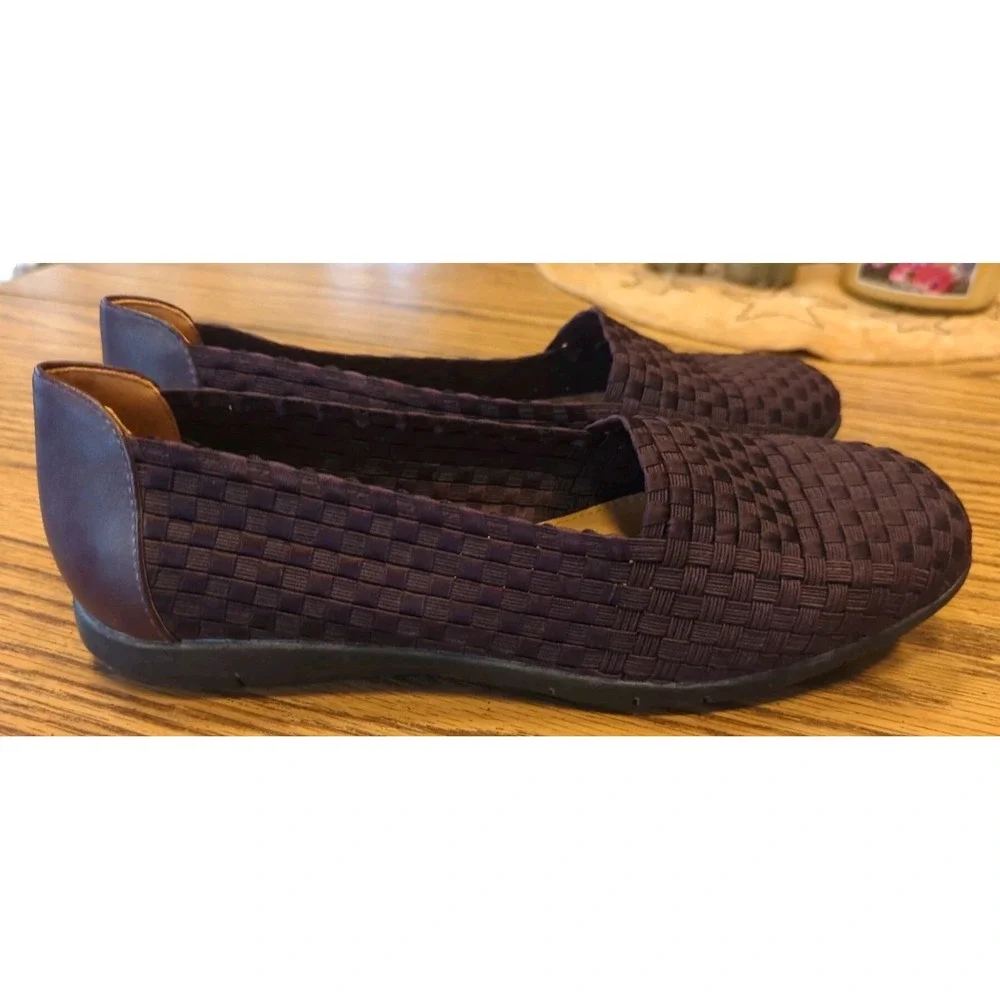Comfortview Bethany Shoes Women 10 Wide Loafer Slip on Flat Woven Stretch Spring